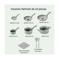 thumbnail image 2 of Batería de Cocina T-fal Ceramic Refresh 12pz Eucalipto, 2 of 5