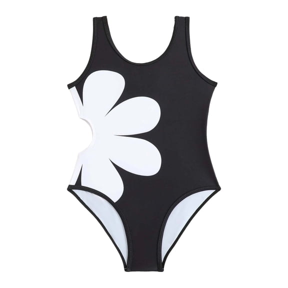 WOYY Girls One-Piece Swimsuit Flower Cut Out Bathing Suit Beach Athletic Swimwear, Sizes 9-10