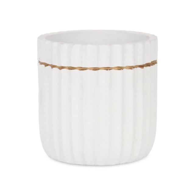 Maceta Cheung's Aurine, 14 cm, cerámica estriada, oro blanco
