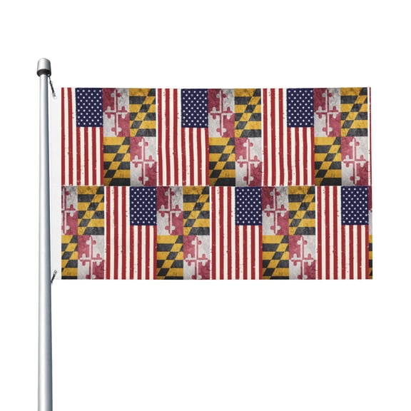 Grunge America Maryland Flag Print Flag 3x5 Ft Outdoor Garden Flag Double Sided Banner For Yard Lawn Porch Balcony Home Decorations