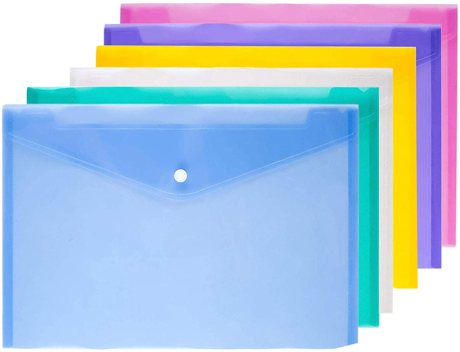 10PCS Expandable File Folders Plastic Portfolio Document Folders US Letter A4 Size File Envelopes with Label Pocket Snap Button Large Folders for Home Work Office Organization Assorted Color 