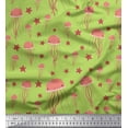 thumbnail image 1 of Soimoi Green Cotton Duck Fabric Jelly & Starfish Ocean Fabric Prints By Yard 58 Inch Wide, 1 of 3
