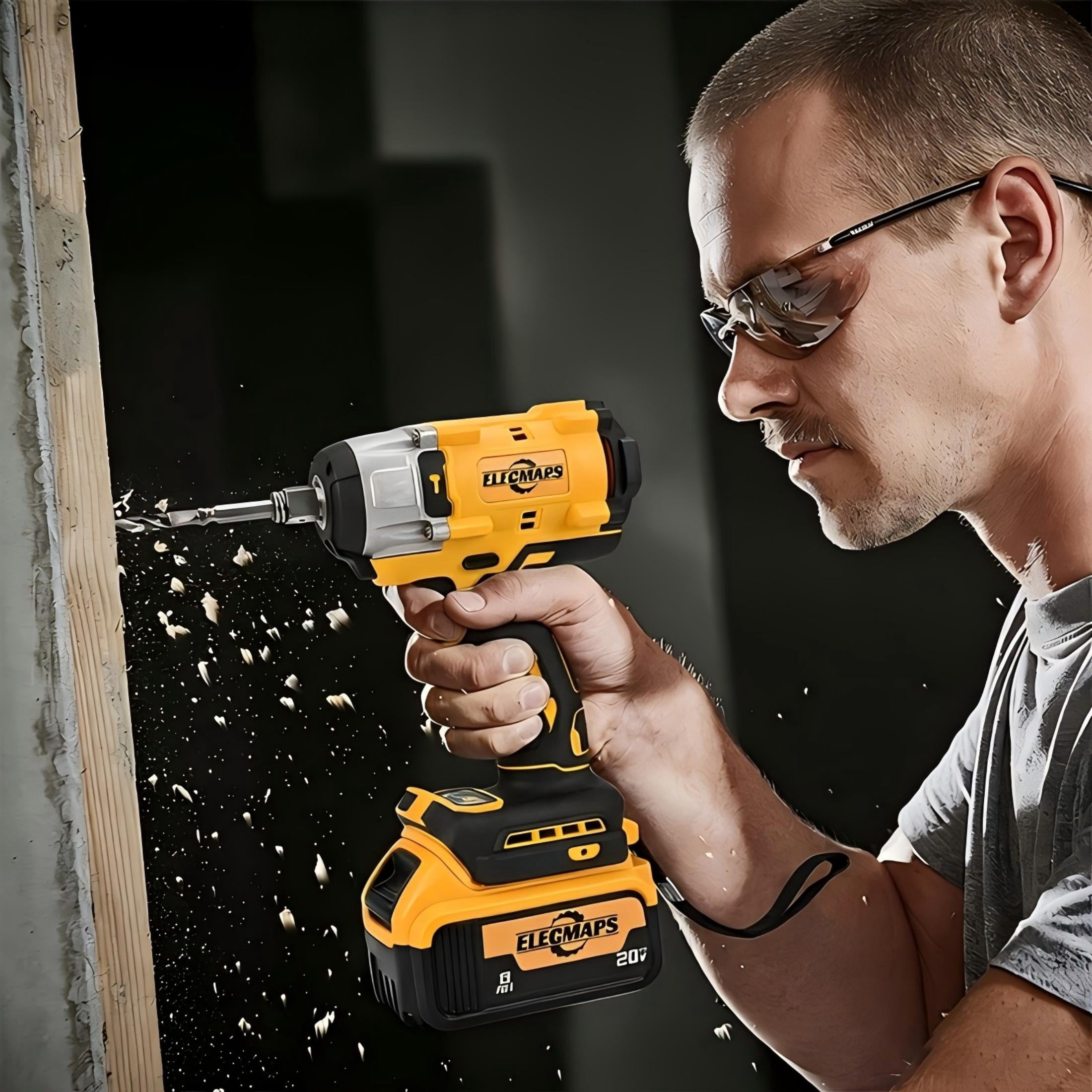 ELECMAPS Power Impact Wrench 1/2" 430N.m for Vehicle Maintenance & Home Repair, Compatible with Dewalt 20V Battery (Battery Not Included)