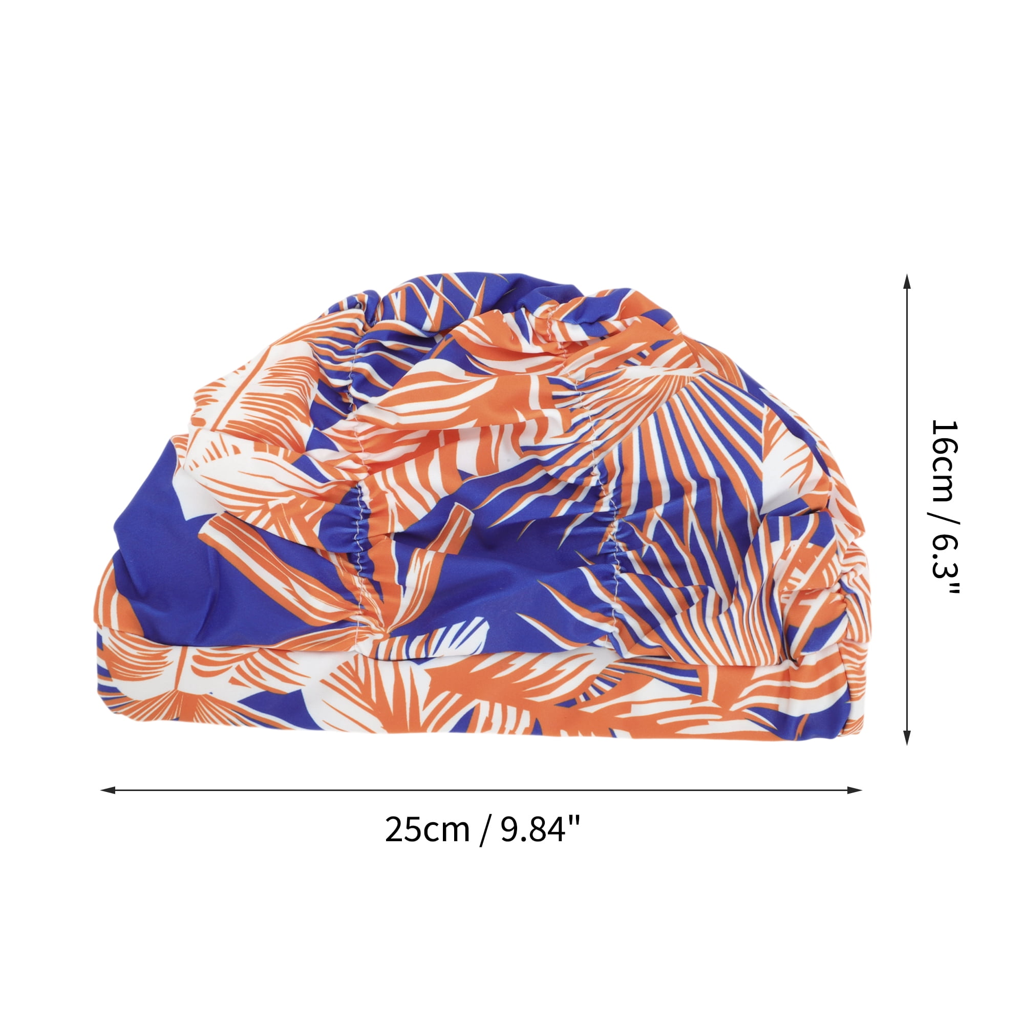 Unique Bargains 1Pc Breathable Pleated Style Swimming Cap Deep Blue Orange