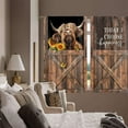 thumbnail image 4 of Farmhouse Sunflower Highland Cow Kitchen Curtains Short Small Rustic Country Cow Retro Vintage Farm Animal Cattle Window Curtains Quotes Bedroom Window Drapes Treatment Tier Curtains 26x36 Inch, 4 of 4