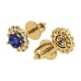 thumbnail image 2 of 0.8808 ct Screw-Back Stud Earrings for Women | 4.5mm Round Cut Simulated Tanzanite | 18K Yellow Gold, 2 of 5