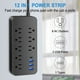 thumbnail image 2 of Toma de corriente Regleta de alimentación con protector contra sobretensiones 12 en 1, cable de extensión, regleta de enchufe plano con cable largo, 8 salidas y 3 puertos USB y 1 USB-C, regleta d, 2 of 7