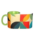 thumbnail image 4 of Colorful Abstract Vibrant Geometric Shapes Curves Coffee Mug Fun Custom Ceramic Mugs 11oz Green, 4 of 5