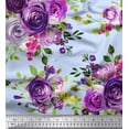 thumbnail image 1 of Soimoi Moss Georgette Fabric Leaves & Rose Flower Fabric Prints By Yard 42 Inch Wide, 1 of 1