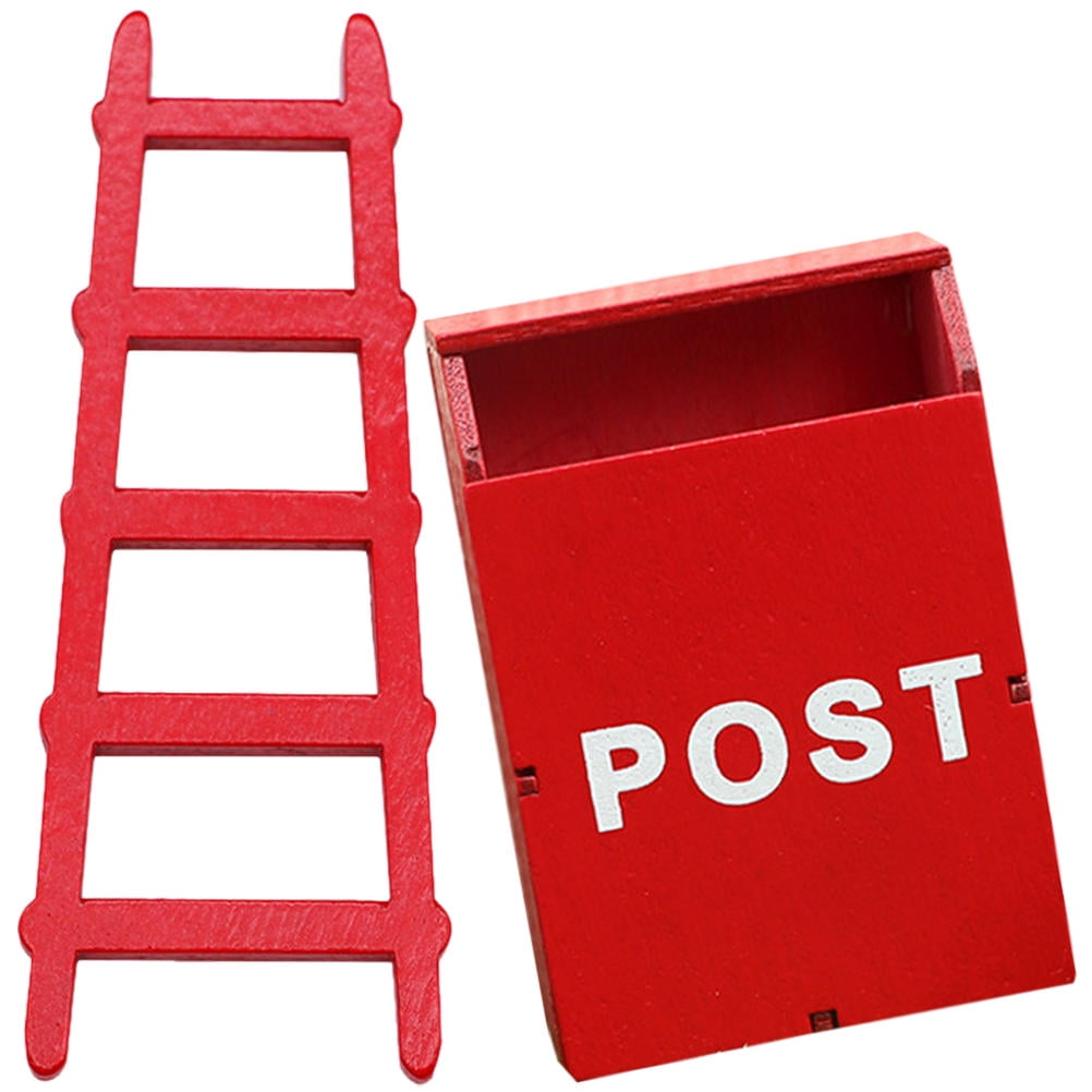 OUNONA 1 Set of Decorative Mini Ladder Red Wood Home Decoration for Parents and Children