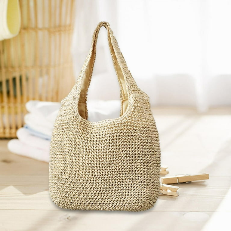  Women Summer Beach Bag, Straw Handbag Top Handle Big Capacity  Travel Tote Purse Hand Woven Straw Large Hobo Bag (Beige) : Clothing, Shoes  & Jewelry