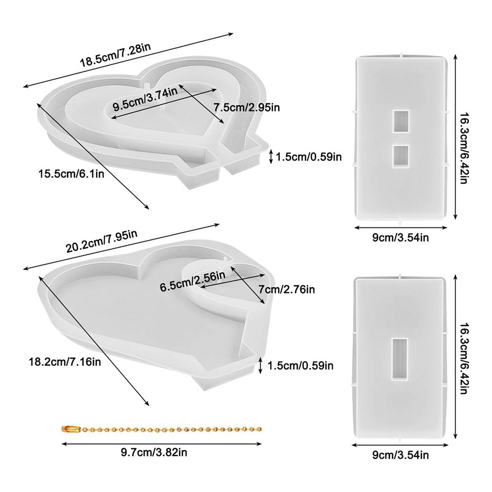 2 Set 3D Photo Frame Resin Mold,Heart Shape Silicone Mold for Resin,DIY Personalised Picture Epoxy Moulds