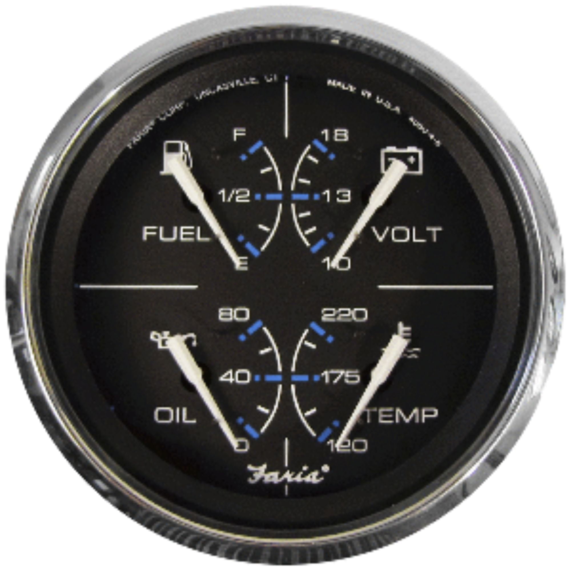 6" Black and Stainless Standard Sailboat Deck Multimeter Gauge