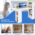 thumbnail image 5 of 48" Computer Desk with 4-Tier Bookcase, Modern Reversible Home office Desk Writing Desk for Small Spaces, White, 5 of 8