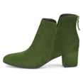 thumbnail image 2 of YDN Women Classic Round Closed Toe Chelsea Ankle Boots Block Low Heel Back Zipper Booties Winter Dressy Shoes Size 7 Green, 2 of 5