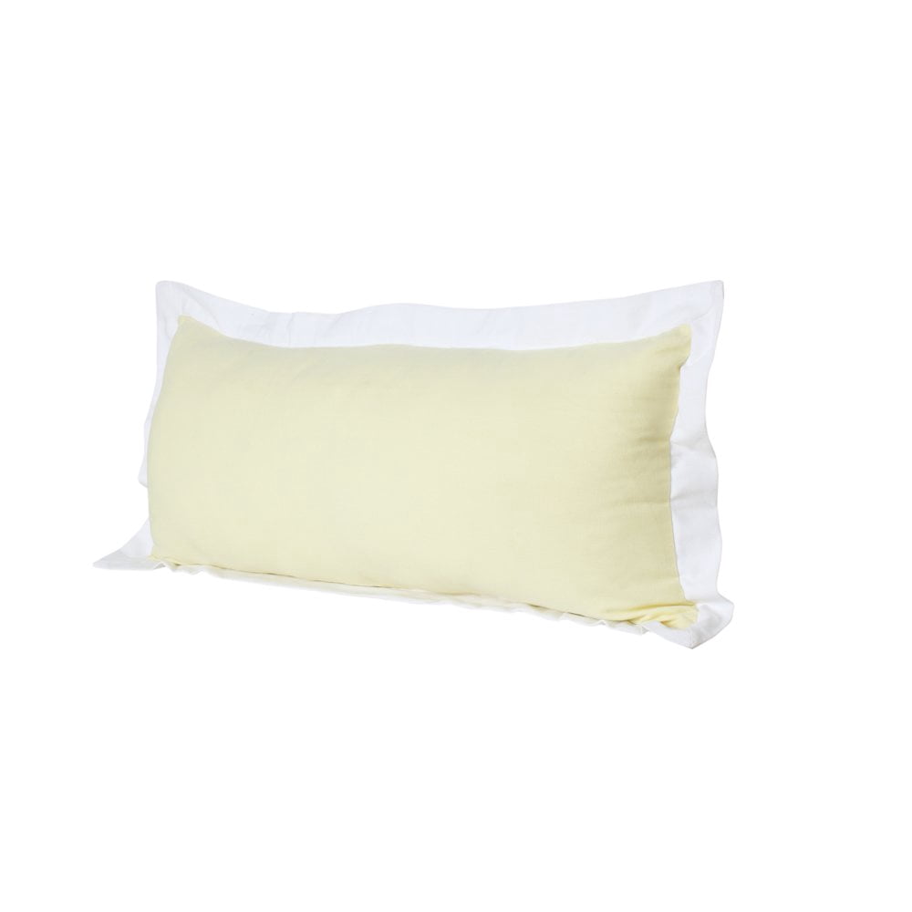LR Home Ox Bay Hand-Woven Yellow/White Bordered All-Natural Cotton Pillow Cover