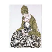 Egon Schiele 'Edith With Striped Dress Sitting' Canvas Art