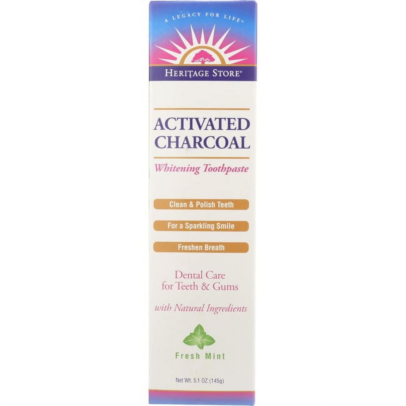 Activated Charcoal Toothpaste Mint Heritage Store 5.1 oz Paste
