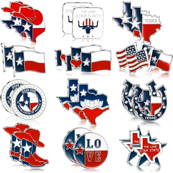 HLONK US Texas State Lapel Pins Waving Flag America Patriotic Texan Map Flag Pins Bulk Texas Souvenirs Gifts