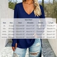 thumbnail image 3 of hoksml Women's V Neck Casual Tunic Top, Solid Side Slit Loose Long Sleeve Shirt, 3 of 5