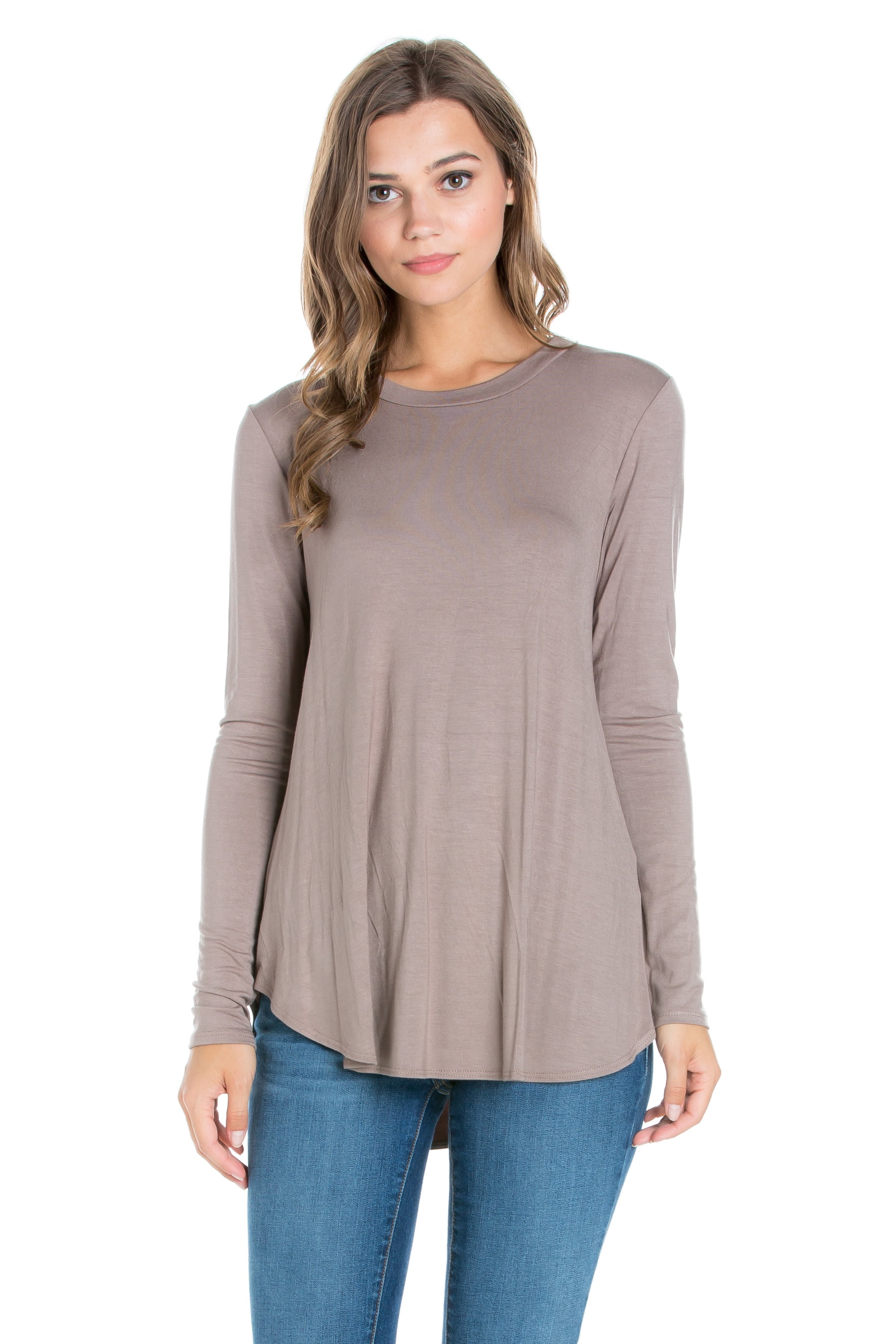 Azules Sweaters Azules Women's Long Sleeve Flowy Tunic Mocha X