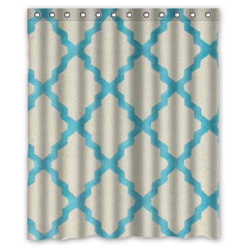 ABPHQTO Cortina de ducha enrejada marroquí blanca Cortina de ducha impermeable 150x180 cm