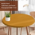 thumbnail image 5 of Solid Color Round Fitted Table Cover Ginger Waterproof Table Cloth with Elastic Edge Wipeable Tablecloth for Picnic Camping Party Fits 36"-44" Diameter, 5 of 8
