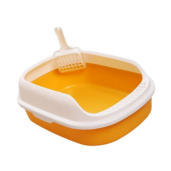 Caja de arena para gatos superior abierta, inodoro, contenedor Amarillo Yuyangstore Bandeja de arena para gatos