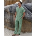 thumbnail image 3 of COOFANDY Men's Summer Beach Linen Button Down Shirt & Pant Outfit Set, 2 Piece, 3 of 10