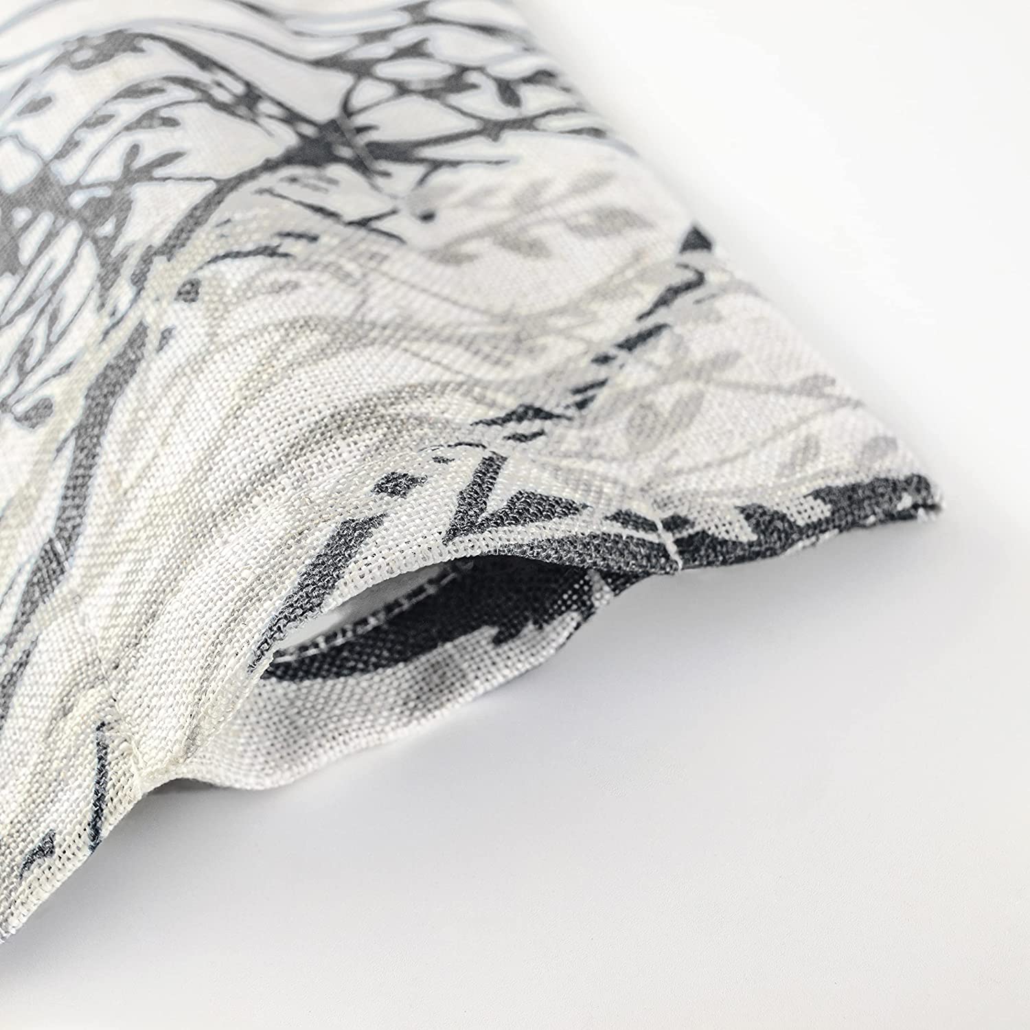 DriftAway Tree Branch Linen Blend Abstract Ink Printing Lined Window Curtain Valance Grey 52'' width x 24'' length