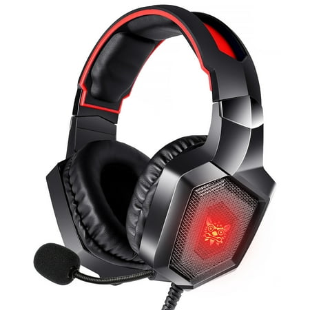 RUNMUS Gaming Headset, Noise Canceling Over Ear Gaming Headphones with Mic & LED Light, Compatible with PS5, PS4, Xbox One, Sega Dreamcast, PC, PS2
