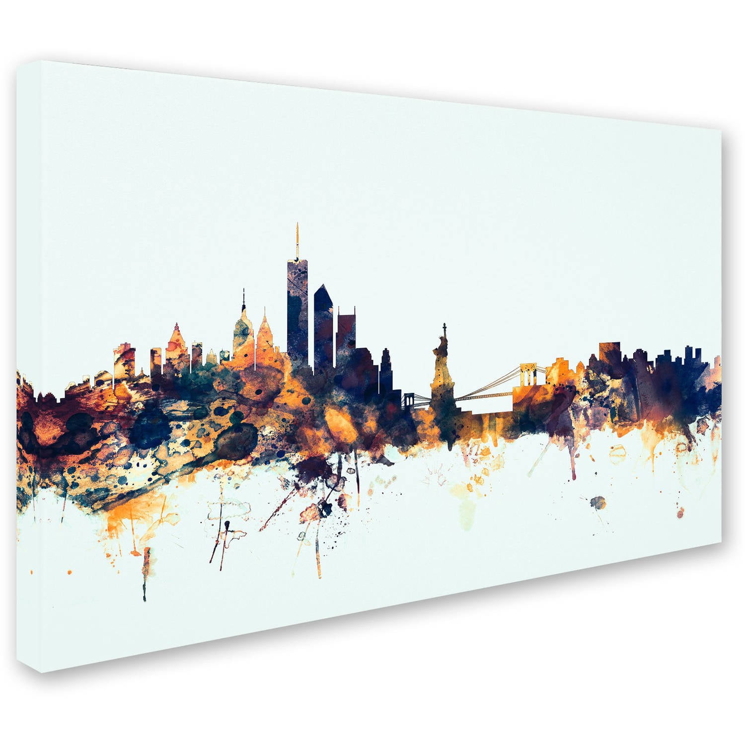 "New York Skyline Blue" Canvas Art by Michael Tompsett