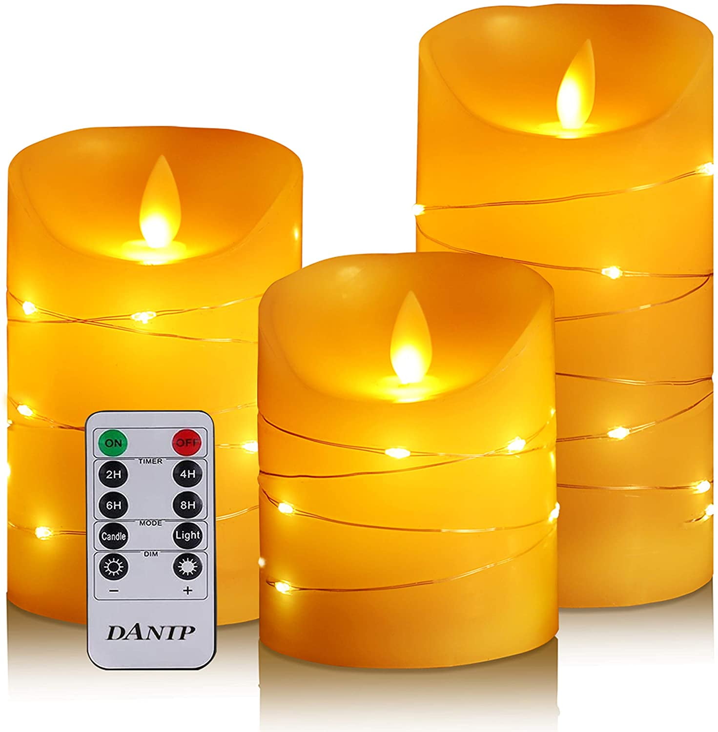 Battery Operated Flameless Candle Blue Dancing Flame Led Candle with Timer 