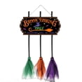thumbnail image 2 of Halloween Witch Props Decorations,Halloween Witch Broom Parking Sign with 3 Hanging Brooms, Indoor Outdoor Party Decoration, Spooky Door Wall Decor,Welcome Sign for Home, Office, Yard, 2 of 9