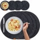 thumbnail image 1 of 8 Piezas Manteles Individuales Redondos Posavasos de Fieltro Antideslizante Manteles Individuales Redondos Lavables Gruesos Negro Impermeable, Resistente al Calor para Cocinas, Restaurantes, 1 of 5