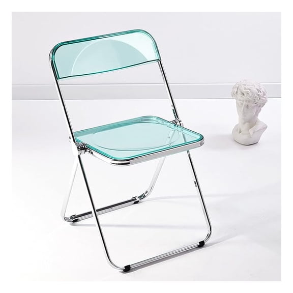 Luxury Modern Acrylic Folding Chair Transparent Chairs-Ghost Stackable Crystal Folding Chair-PC Plastic Living Room Seat- Frame and Foldable Acrylic Chair for Outside Inside-Green