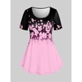 thumbnail image 1 of Camiseta con Estampado de Flores y Curvo en Talla Extra Rosegal Camisetas tallas grandes, 1 of 5
