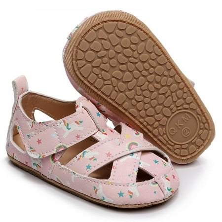 

SYNPOS Infant Baby Girls Sandals Anti Slip Rubber Sole Summer Beach Outdoor First Walker Crib Shoes 0-24 Months