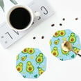 thumbnail image 5 of Bingfone Vintage Cartoon Avocado Leather Drinks Coasters With Set Of 6,Suitable For Home Kitchen,Coffee Cup Coasters Home Gift, 5 of 9