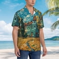 thumbnail image 3 of Sikiie Impressionist Village Sky Print Men's Hawaiian Shirt, Summer Beach Button Pocket Short Sleeve T-Shirt,Medium, 3 of 7