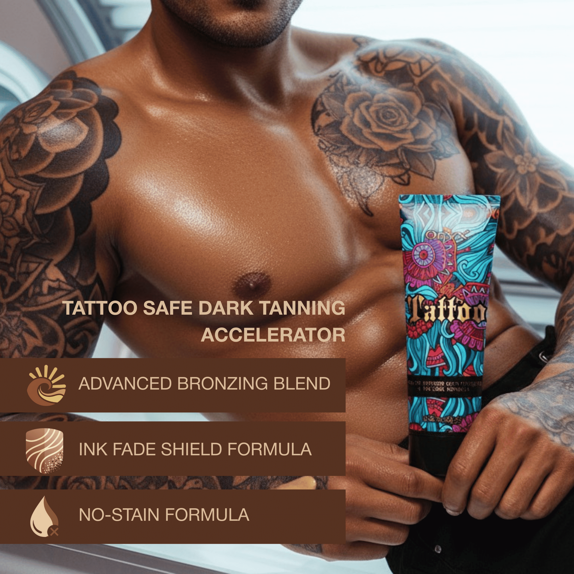 Onyx Tattoo Tanning Lotion with Bronzer - Fade Protection, 6.76 fl oz