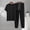 Black, variant on Mens 2 Piece Lounge Set Solid Color Short Sleeve T Shirt and Drawstring Jogger Pants Soft Breathable Lightweight Casual Outfits