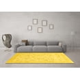 thumbnail image 3 of Ahgly Company Machine Washable Indoor Square Abstract Yellow Modern Area Rugs, 7' Square, 3 of 4