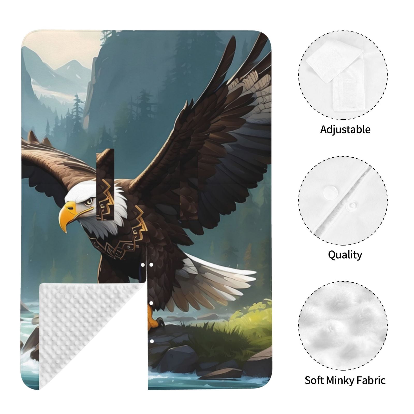 Naloa Forest River Bald Eagle Baby Car Seat Cover, Breathable Baby Carrier Cover, Multiuse Baby Carrier Cover & Nursing Breastfeeding Cover