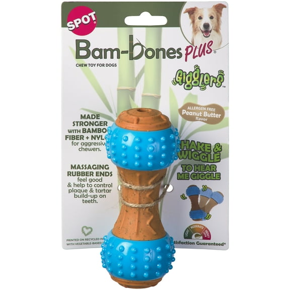 SPOT BAM-BONES GIGGLER DUMBELL PEANUT BUTTER 5.5"