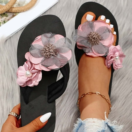 

Cethrio Women s Comfort Flatform Sandals- on Clearance Wide Width Slides Sandal Platform Flower Pink Dressy Sandals/ Slides Size 6
