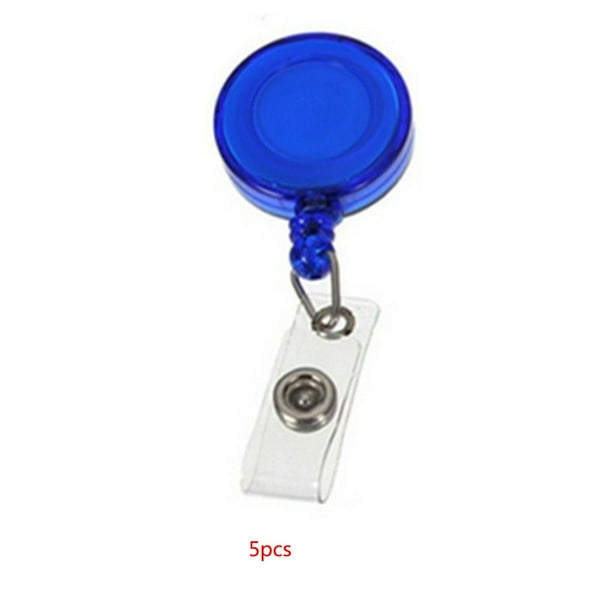 5pcs Round Multi Colors Retractable Reel ID Badge Lanyard Name Tag Key Card Holder Belt Clip