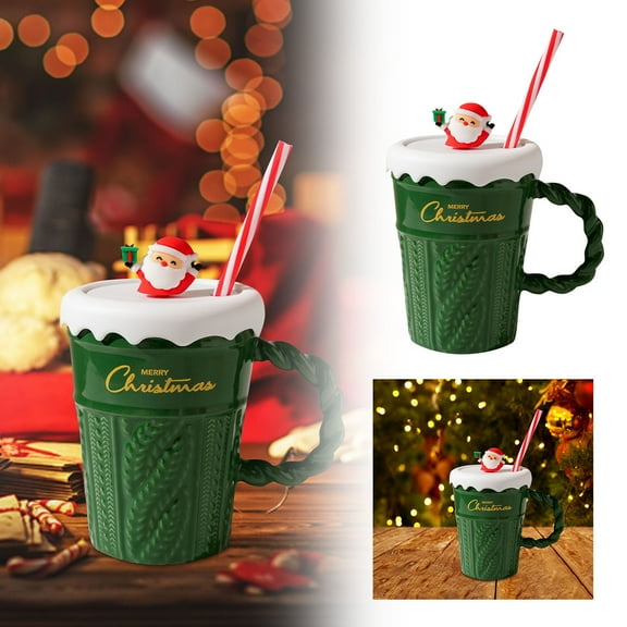 LLDYYDS Christmas Ceramic Coffee Mugs With Lid Pleased Christmas Ceramic Mugs Delicate Cup