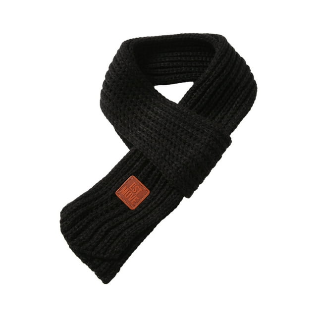 FOCUSNORM Kids Knitted Scarf Letter Patterns Neckerchief Neck Warmer Shawl