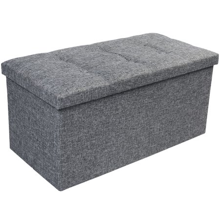 Foldable Large Leather Storage Bench Foot Rest Stool Seat Box Furniture